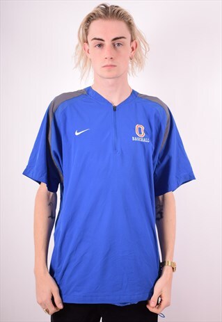 NIKE MENS VINTAGE POLO SHIRT MEDIUM BLUE 90S