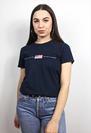 90'S RETRO NAVY SPELL-OUT T-SHIRT
