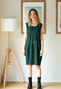 Dark green sleeveless vintage dress