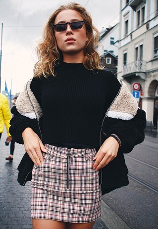 SUBDUED CHECKERED MINISKIRT