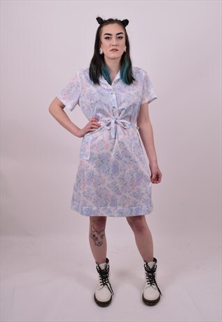 VINTAGE 70'S CUTE FLOWER PRINT DRESS SIZE LARGE