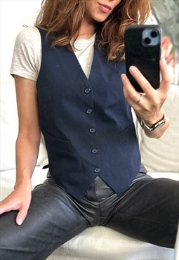 Navy Classy Unisex retro Vest / Waistcoat - M