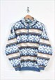 Vintage Fleece 1/4 Zip Retro Pattern Large