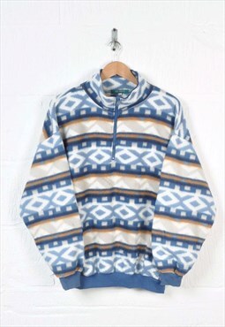 Vintage Fleece 1/4 Zip Retro Pattern Large