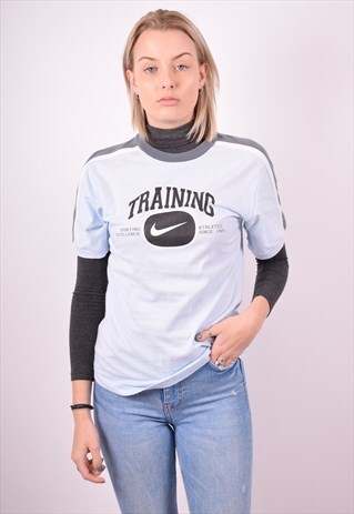 NIKE WOMENS VINTAGE T-SHIRT TOP LARGE BLUE 90S