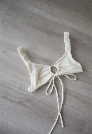 ECRU RUCHED BIKINI TOP