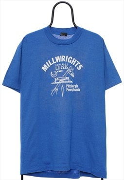 Vintage 90s Millwrights Single Stitch Blue TShirt Mens