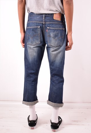 LEVI'S 507 MENS VINTAGE JEANS W34 L27 BLUE 90S