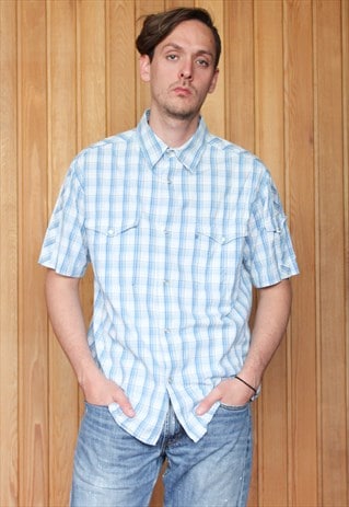 VINTAGE BLUE CHECKED WRANGLER SHIRT