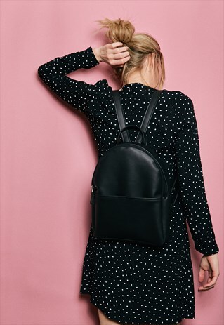 KALLA BLACK BACKPACK, FESTIVAL SMALL MINIMALIST RUCKSACK