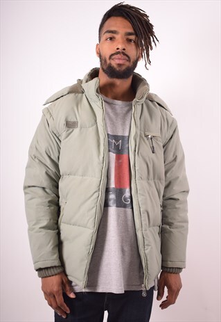 FILA MENS VINTAGE PADDED JACKET LARGE GREEN 90S