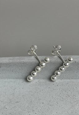 Minimalist 925 Sterling Silver Jewellery Long Ball Bead Stud