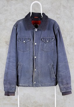 Vintage Timberland Jacket Sherpa Collar Workwear Blue Large