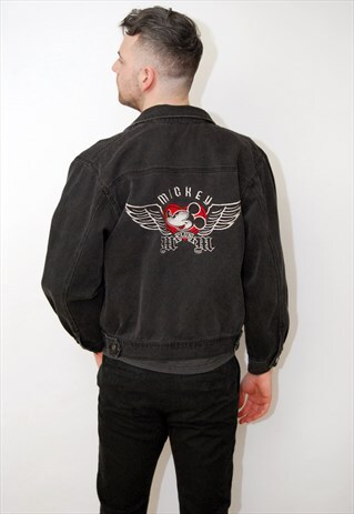 MICKEY MOUSE DENIM JACKET (L) VINTAGE 90S WALT DISNEY JEAN