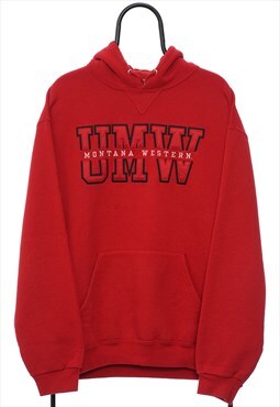 Vintage Montana Western Spellout Red Hoodie Womens