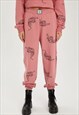 Woman Printed Knitted Jogger - Pink