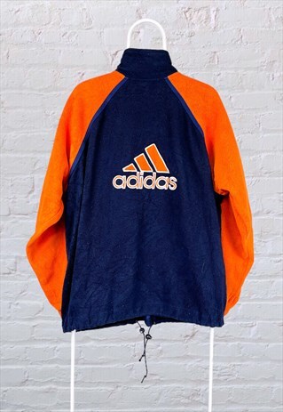VINTAGE ADIDAS FLEECE JACKET SPELL OUT EMBROIDERED LARGE