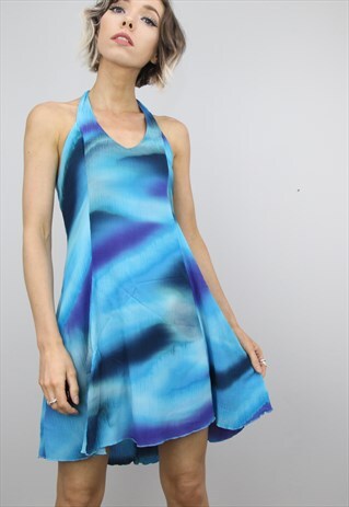 VINTAGE 90S SUMMER HALTER NECK DRESS