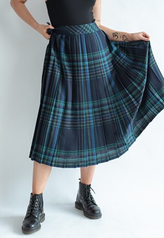VINTAGE 80S PLEATED CHECKERED SKIRT
