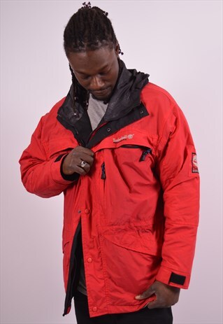 TIMBERLAND MENS VINTAGE JACKET LARGE RED 90S