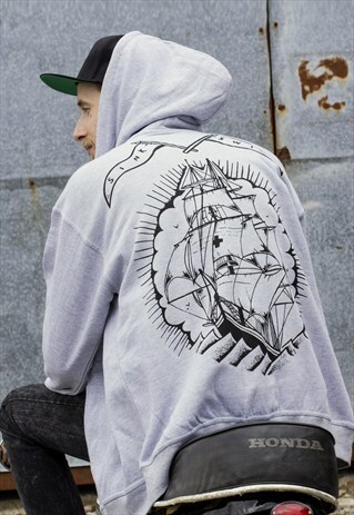 'GHOST SHIP' ZIP HOODIE IN GREY