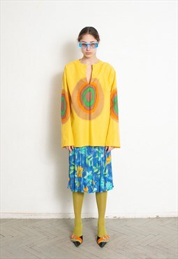 Vintage 70s Hippie Boho Blouse Yellow