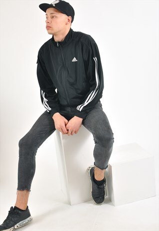 VINTAGE 90'S ADIDAS TRACK JACKET IN BLACK