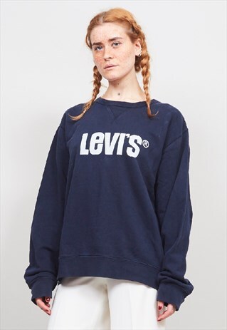 VINTAGE 90'S LEVI'S OVERSIZED RED TAB NAVY SWEATER