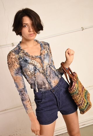 Y2K RETRO RUFFLE BOHO MESH TEEN FESTIVAL TOP