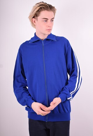 MENS VINTAGE TRACKSUIT TOP JACKET LARGE BLUE 90'S