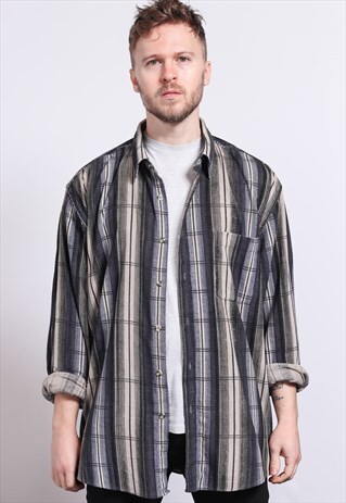 VINTAGE CORDUROY CORD STRIPED SHIRT