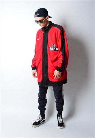 VINTAGE 90S RED AND BLACK OVERSIZED NIKE JACKET