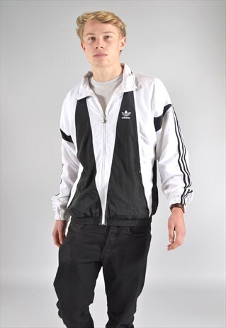 VINTAGE ADIDAS BLACK & WHITE CONTRAST TRACK TOP JACKET