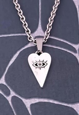 CRW Silver Heart Eye Necklace 