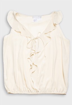 Max mara cream fringe top