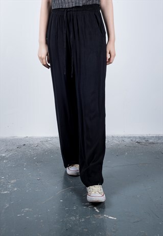 VINTAGE 1990S BLACK HIGH-WAISTED TROUSER
