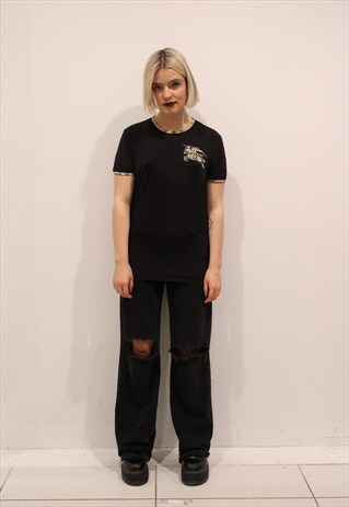 BLACK BURBERRY LOGO T-SHIRT