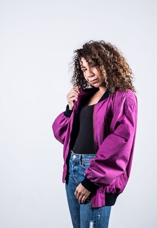 VINTAGE 1980S FESTIVAL PURPLE BOMBER JACKET