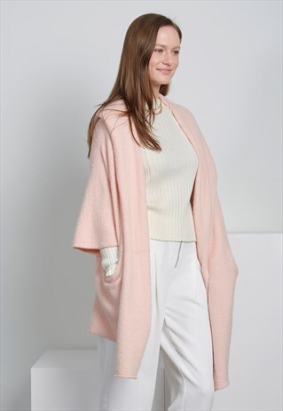 SANIYAH LOUNGEWEAR WOOL CARDIGAN IN BLUSH PINK