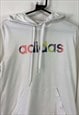 WHITE ADIDAS HOODIE PULLOVER SMALL