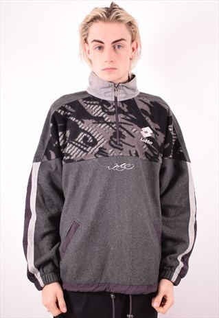 LOTTO MENS VINTAGE FLEECE JUMPER XL GREY 90S