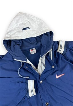 Nike Vintage 90s Blue jacket with grey hood
