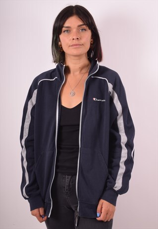 CHAMPION WOMENS VINTAGE TRACKSUIT TOP JACKET MEDIUM BLUE 90S