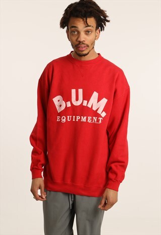 VINTAGE B.U.M EQUIPMENT PRINTED SPELLOUT SWEATSHIRT