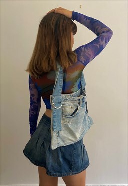 Reworked Upcycled Denim Jeans Unique Bag