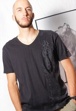 90s goth y2k nonfi tattoo tribal black dragon ribbed t-shirt