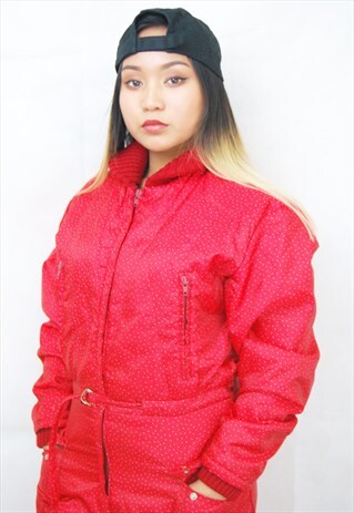 CRAZY PRINT POLKA DOT PUFFER SKI SUIT/JUMPSUIT (1990'S)