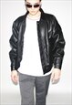 Vintage 90s classic vegan leather jacket in black