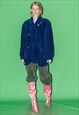 Vintage Y2K silky drawstring coat in velvety midnight blue