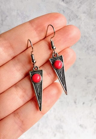 AZTEC EARRINGS RED STONE